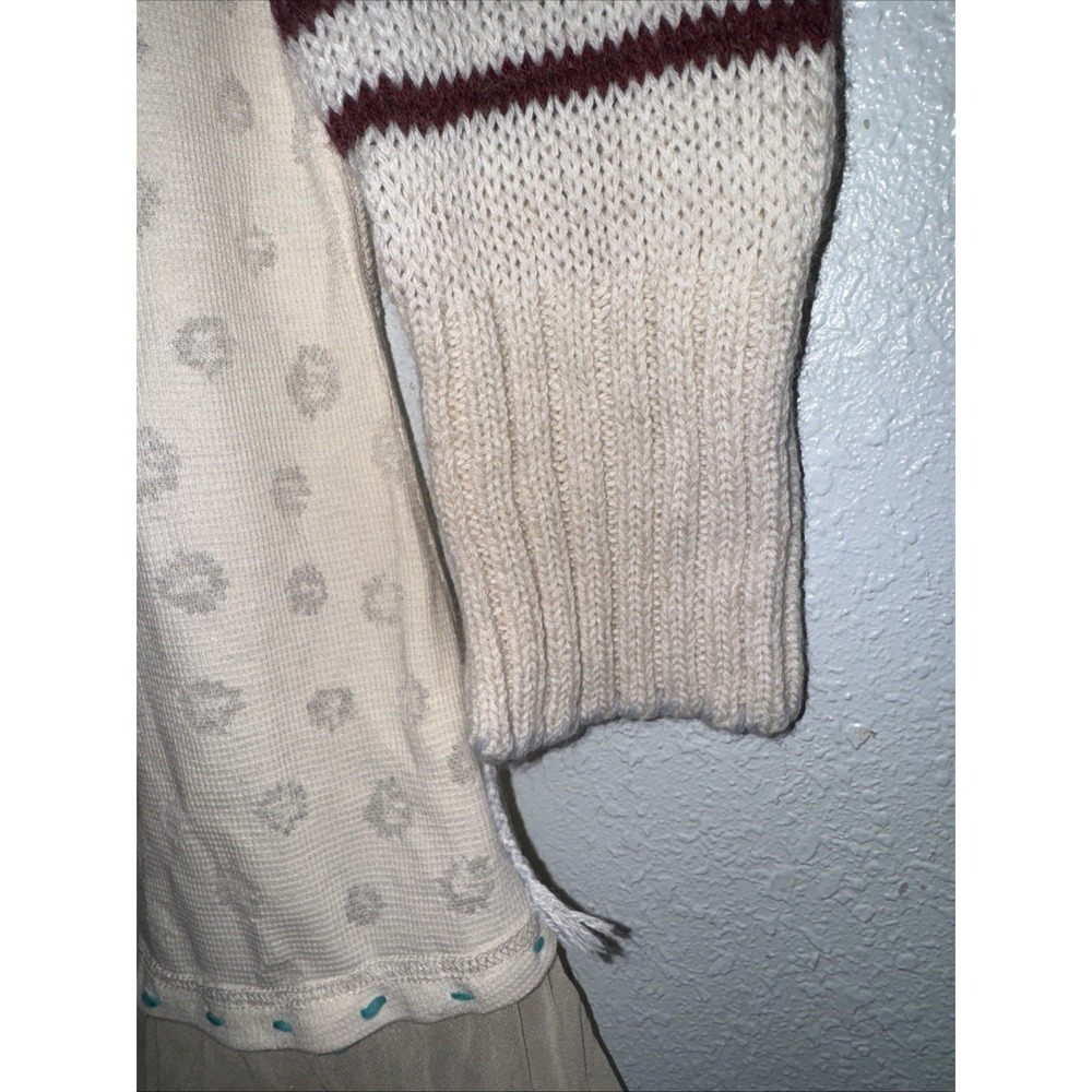 FREE PEOPLE size S Knit Sleeve Thermal Peplum Tunic Ruffle Trim Top Mini Dress - Picture 8 of 10